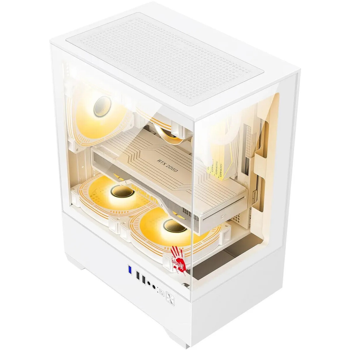 Компьютерный корпус Ginzzu CL485 mATX FAN 3*12LD4 передняя панель Стекло белый