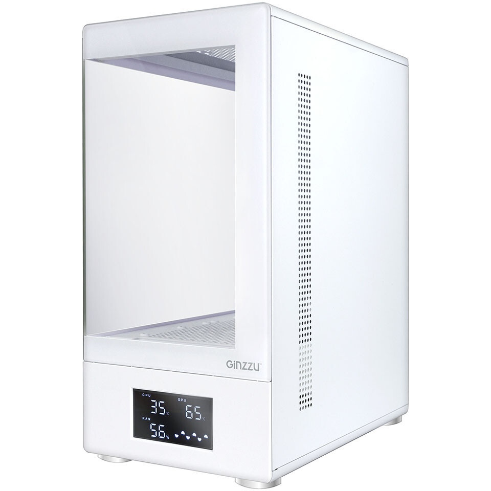 Компьютерный корпус Ginzzu CL485 mATX FAN 3*12LD4 передняя панель Стекло белый