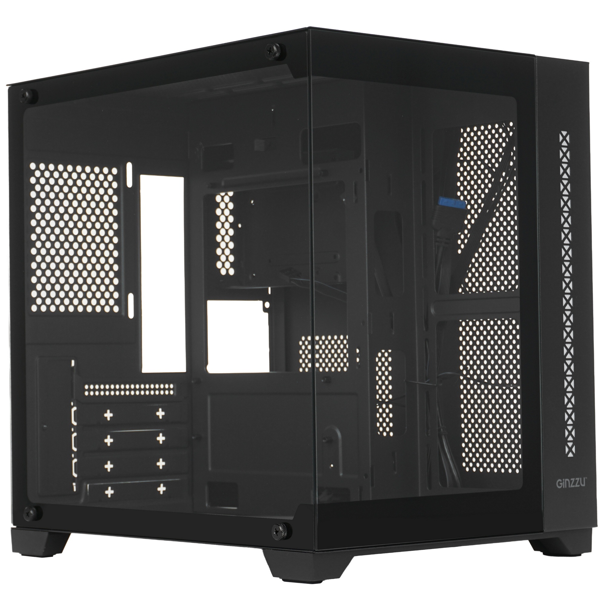 Компьютерный корпус Ginzzu V320 RGB подсветка, закаленное стекло 1*USB 3.0,1*USB 2.0, AU mATX