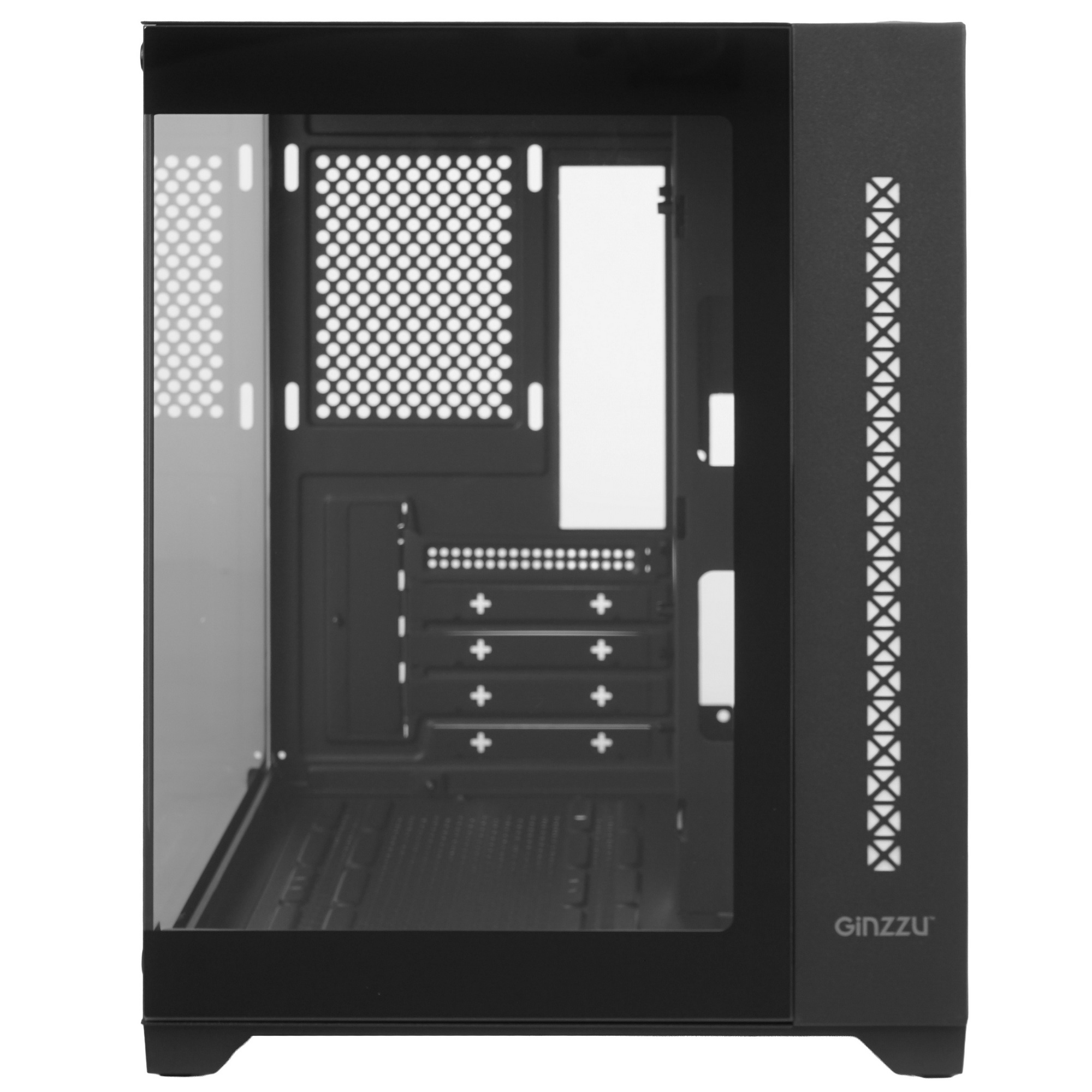 Компьютерный корпус Ginzzu V320 RGB подсветка, закаленное стекло 1*USB 3.0,1*USB 2.0, AU mATX