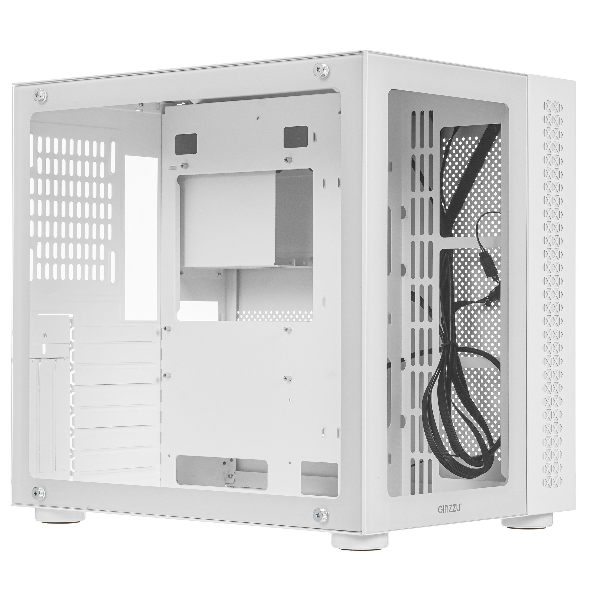Компьютерный корпус Ginzzu V560 RGB подсветка, закаленное стекло 1*USB 3.0,1*USB 2.0, AU Белый ATX