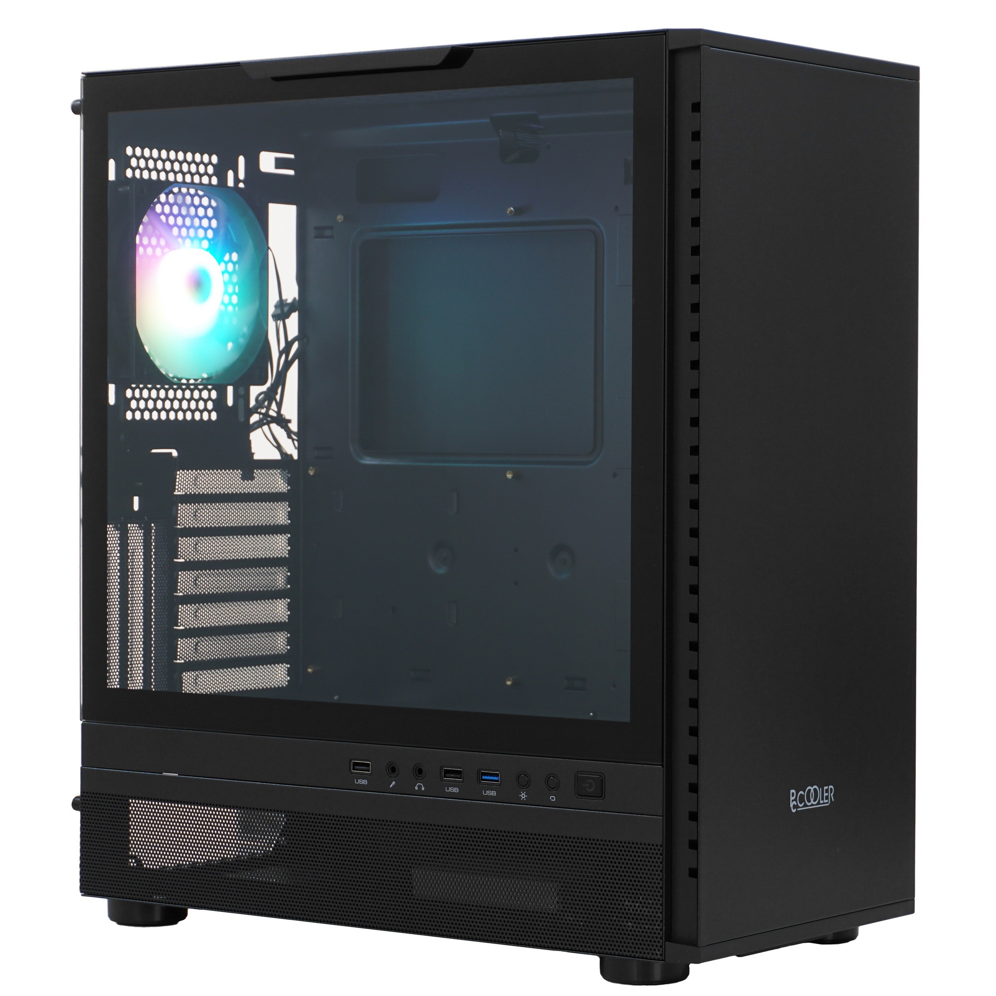 Компьютерный корпус  PCCooler IE200 BK, Tempered Glass Full Tower, черный, TG, SPCC, 1x120mm ARGB E-