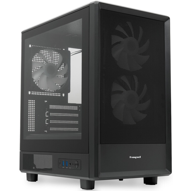 Компьютерный корпус  HSPD M310, Mesh Mini-tower, черный, TG, 0.4 SPCC, 3x120mm ARGB mATX, mITX 180/2