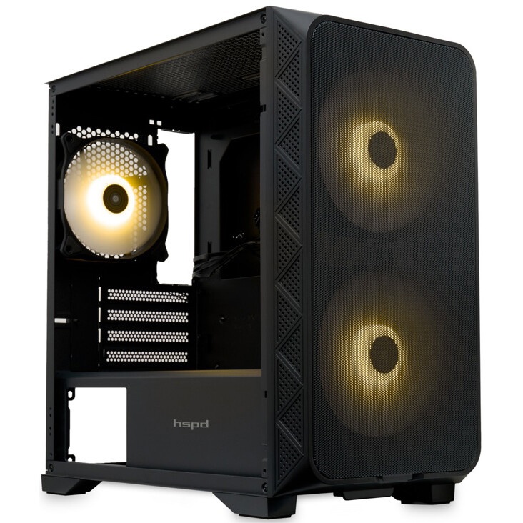 Компьютерный корпус  HSPD M310, Mesh Mini-tower, черный, TG, 0.4 SPCC, 3x120mm ARGB mATX, mITX 180/2