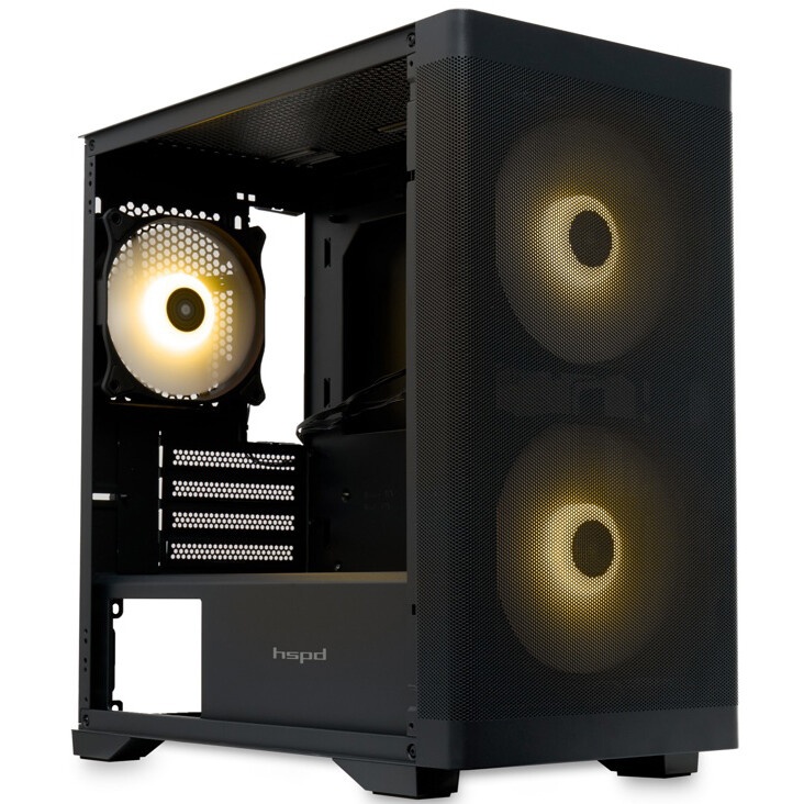 Компьютерный корпус  HSPD M310, Mesh Mini-tower, черный, TG, 0.4 SPCC, 3x120mm ARGB mATX, mITX 180/2