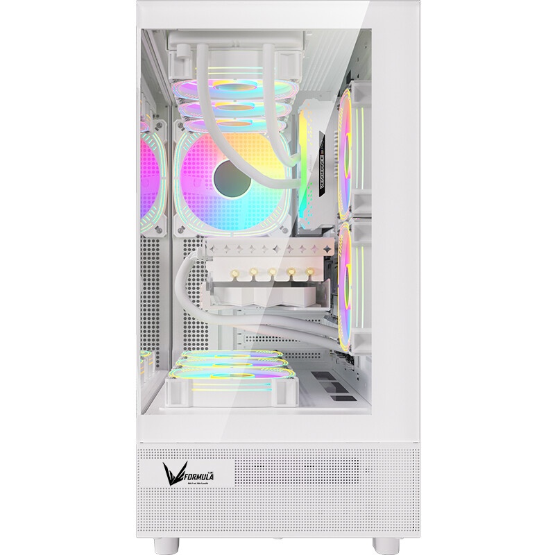Компьютерный корпус  HSPD F510, Panoramic Mid Tower, белый, TG, 0.5 SPCC, 3x120mm ARGB ATX, mATX, mI