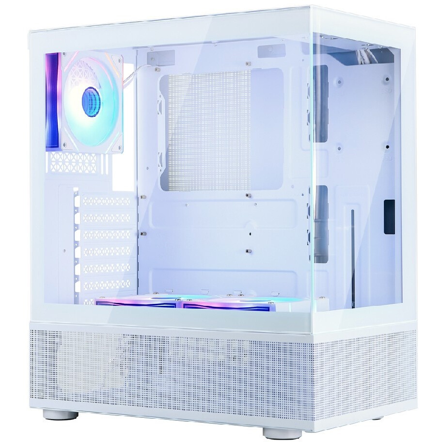 Компьютерный корпус  HSPD F510, Panoramic Mid Tower, белый, TG, 0.5 SPCC, 3x120mm ARGB ATX, mATX, mI