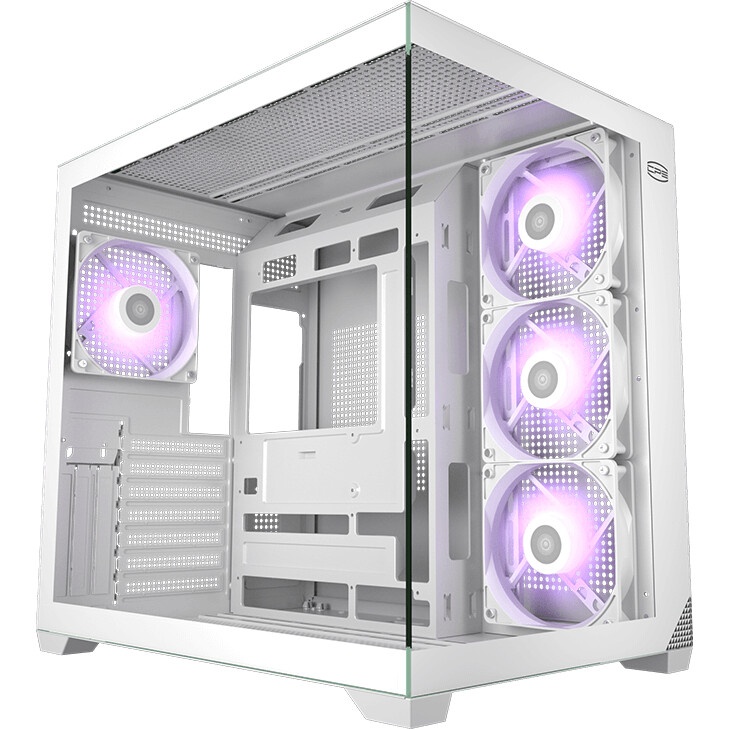 Компьютерный корпус  HSPD F510, Panoramic Mid Tower, белый, TG, 0.5 SPCC, 3x120mm ARGB ATX, mATX, mI
