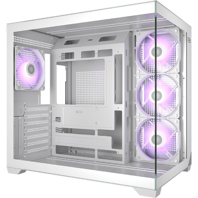 Компьютерный корпус  HSPD F510, Panoramic Mid Tower, белый, TG, 0.5 SPCC, 3x120mm ARGB ATX, mATX, mI