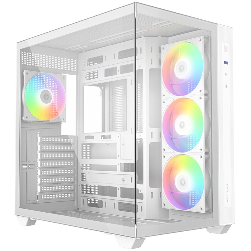 Компьютерный корпус  HSPD F510, Panoramic Mid Tower, белый, TG, 0.5 SPCC, 3x120mm ARGB ATX, mATX, mI