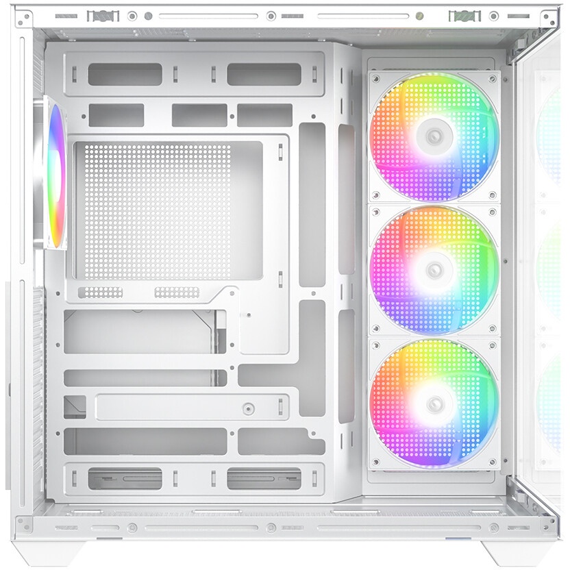 Компьютерный корпус  HSPD F510, Panoramic Mid Tower, белый, TG, 0.5 SPCC, 3x120mm ARGB ATX, mATX, mI