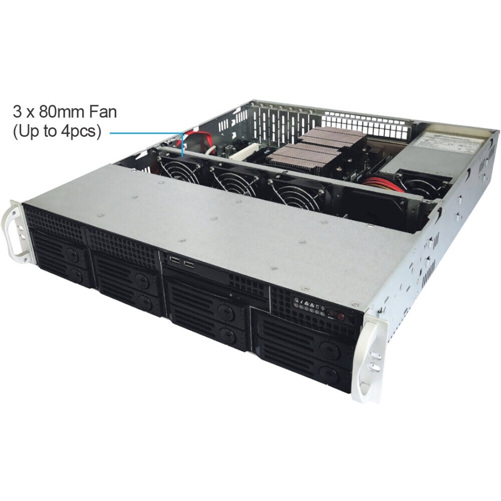 Серверный корпус Ablecom 1U chassis;  Mini-ITX, Micro-ATX, ATX MBs; 4 x 3.5'' hsb; 2 x USB; 1 x COM