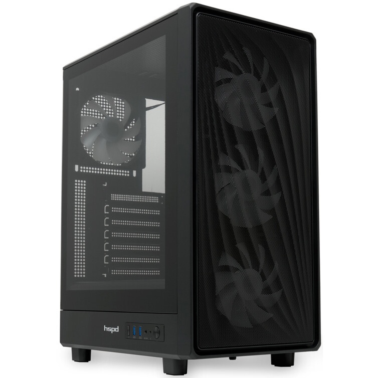 Компьютерный корпус  HSPD M510, Mesh Mid Tower, черный, TG, 0.5 SPCC, 4x120mm ARGB ATX, mATX, mITX 1