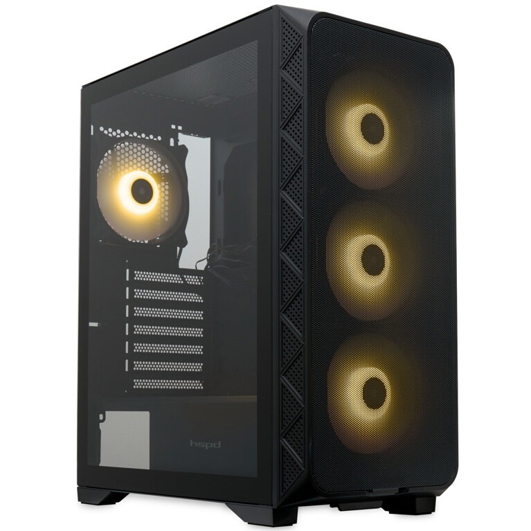 Компьютерный корпус  HSPD M510, Mesh Mid Tower, черный, TG, 0.5 SPCC, 4x120mm ARGB ATX, mATX, mITX 1