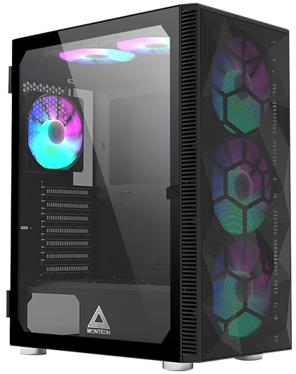 Компьютерный корпус Montech X3 MESH черный без БП ATX 6x120mm 2xUSB3.0 1xUSB3.1 audio bott PSU