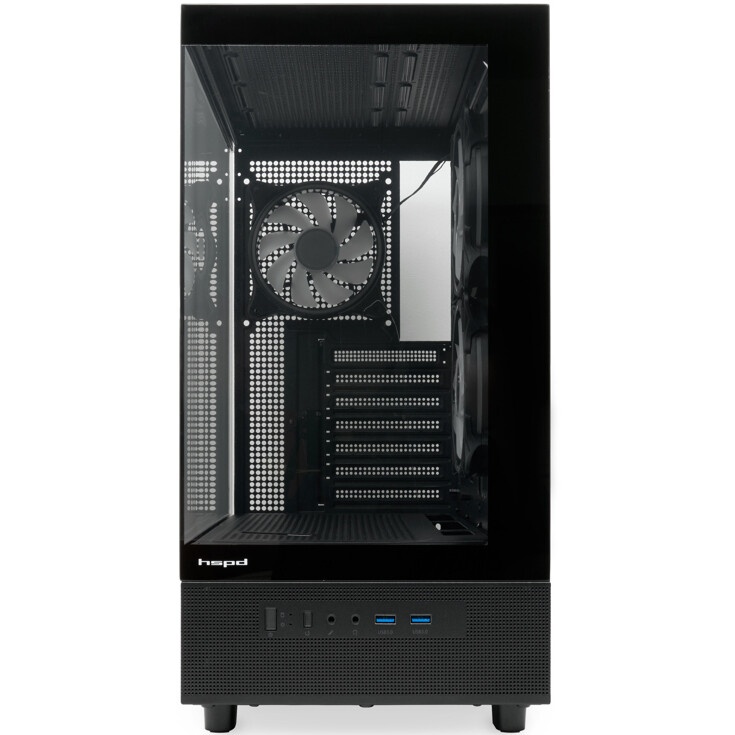 Компьютерный корпус  HSPD F510, Panoramic Mid Tower, черный, TG, 0.5 SPCC, 3x120mm ARGB ATX, mATX, m