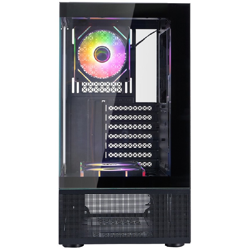 Компьютерный корпус  HSPD F510, Panoramic Mid Tower, черный, TG, 0.5 SPCC, 3x120mm ARGB ATX, mATX, m