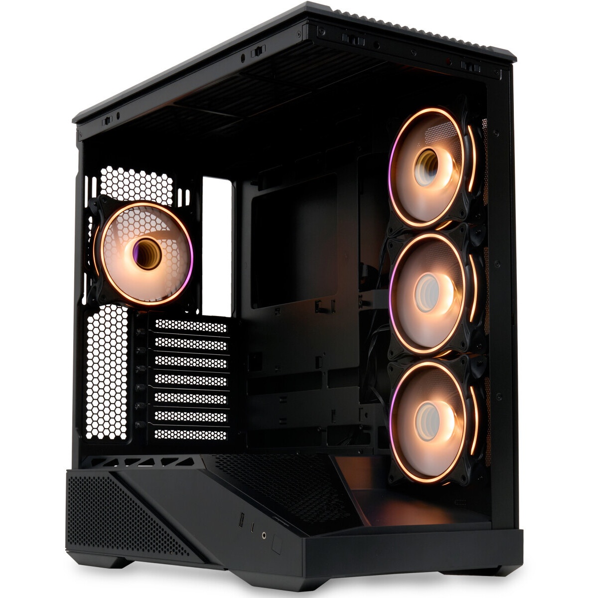 Компьютерный корпус  HSPD F510, Panoramic Mid Tower, черный, TG, 0.5 SPCC, 3x120mm ARGB ATX, mATX, m