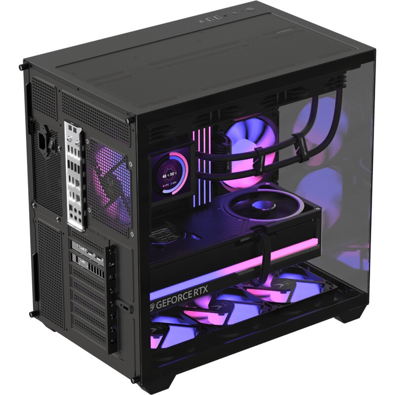 Компьютерный корпус  HSPD F510, Panoramic Mid Tower, черный, TG, 0.5 SPCC, 3x120mm ARGB ATX, mATX, m