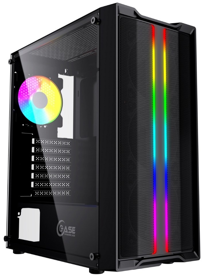 Корпус Powercase Mistral Evo, Tempered Glass, 1x 120mm PWM ARGB fan + ARGB Strip + 3x 120mm PWM non