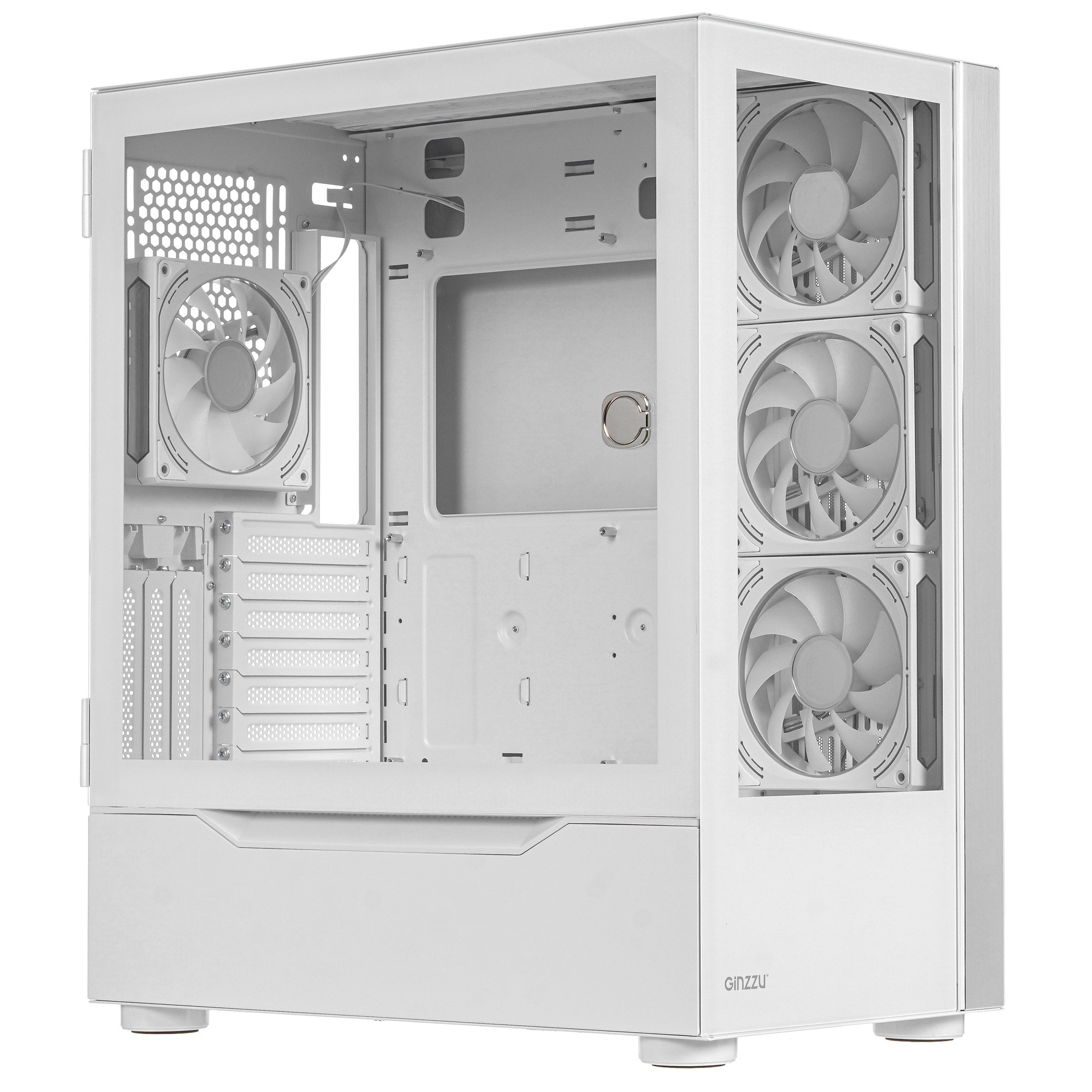 Компьютерный корпус Ginzzu GL770 FAN 12MW6 RGB*4 USB3.0 CRC10 Белый