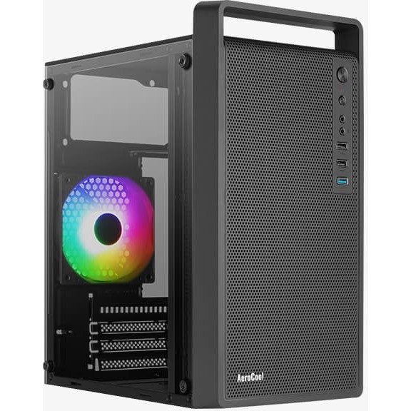 Корпус MiniTower Aerocool  / Formula CS-109-G-BK-v1 (mATX, USB3x1, USB2x2, 120mm RGB fan, без БП) (4