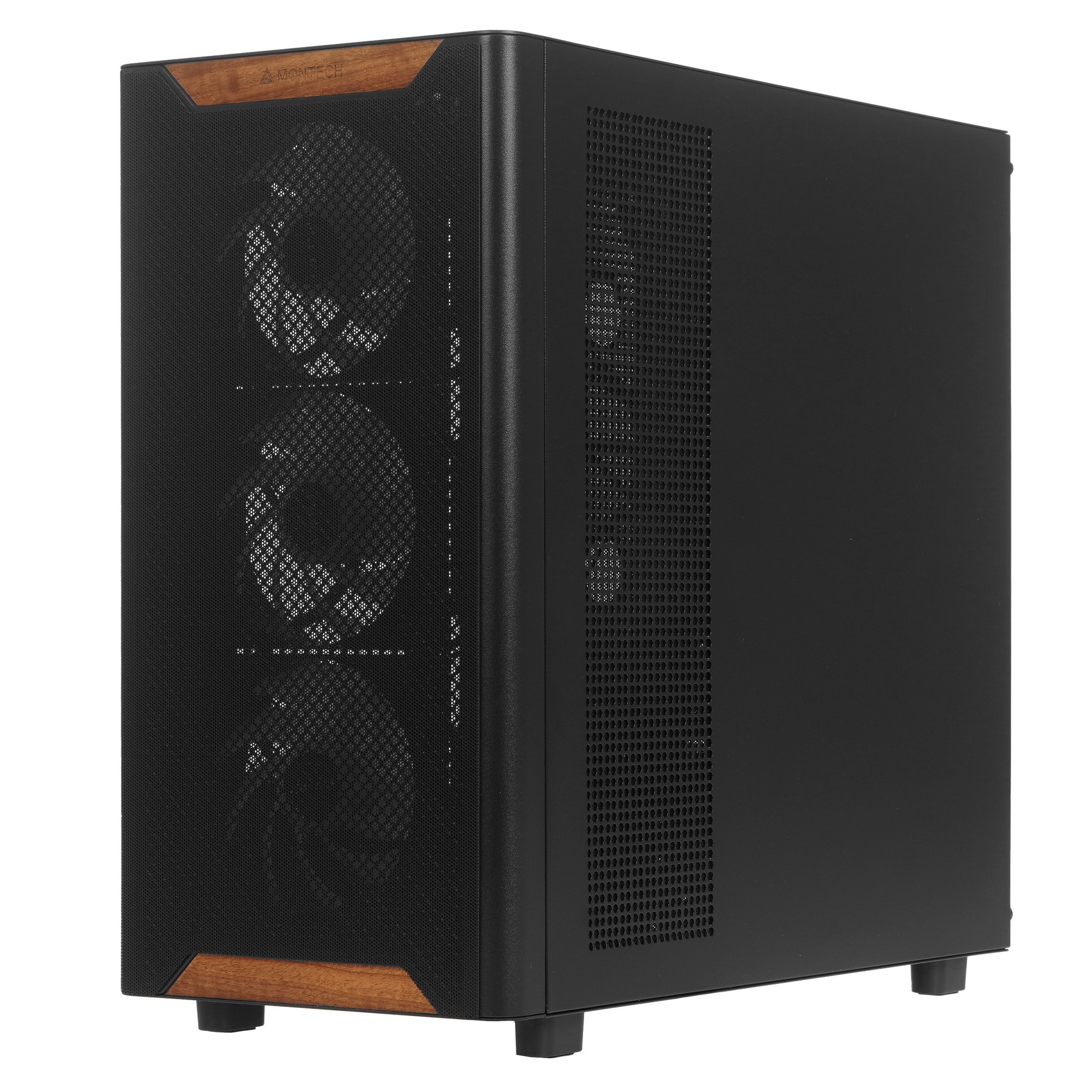 Корпус Montech XR Wood черный без БП ATX 3x120mm 2xUSB3.0 audio bott PSU