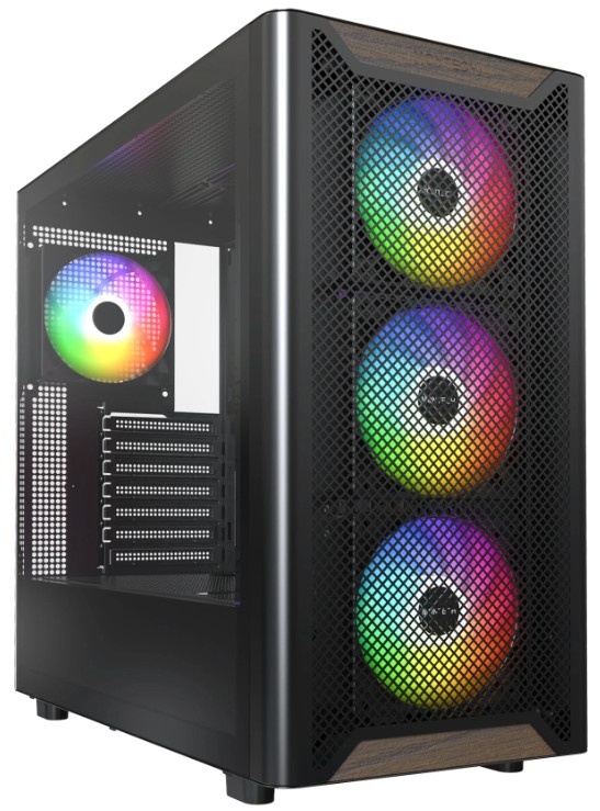 Корпус Montech XR Wood черный без БП ATX 3x120mm 2xUSB3.0 audio bott PSU