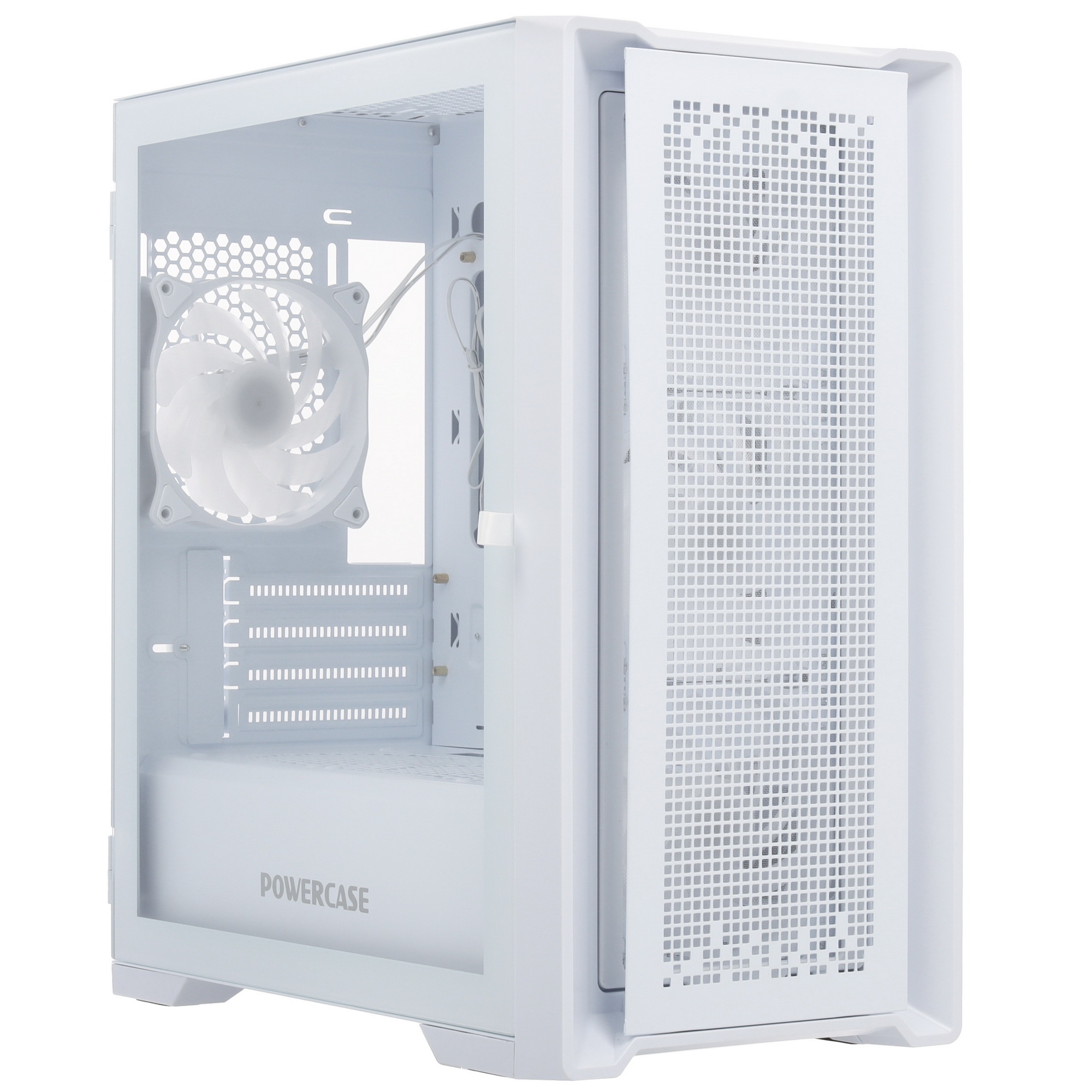 Компьютерный корпус Powercase ByteFlow Micro White, Tempered Glass, 4х 120mm ARGB fans, ARGB HUB, бе