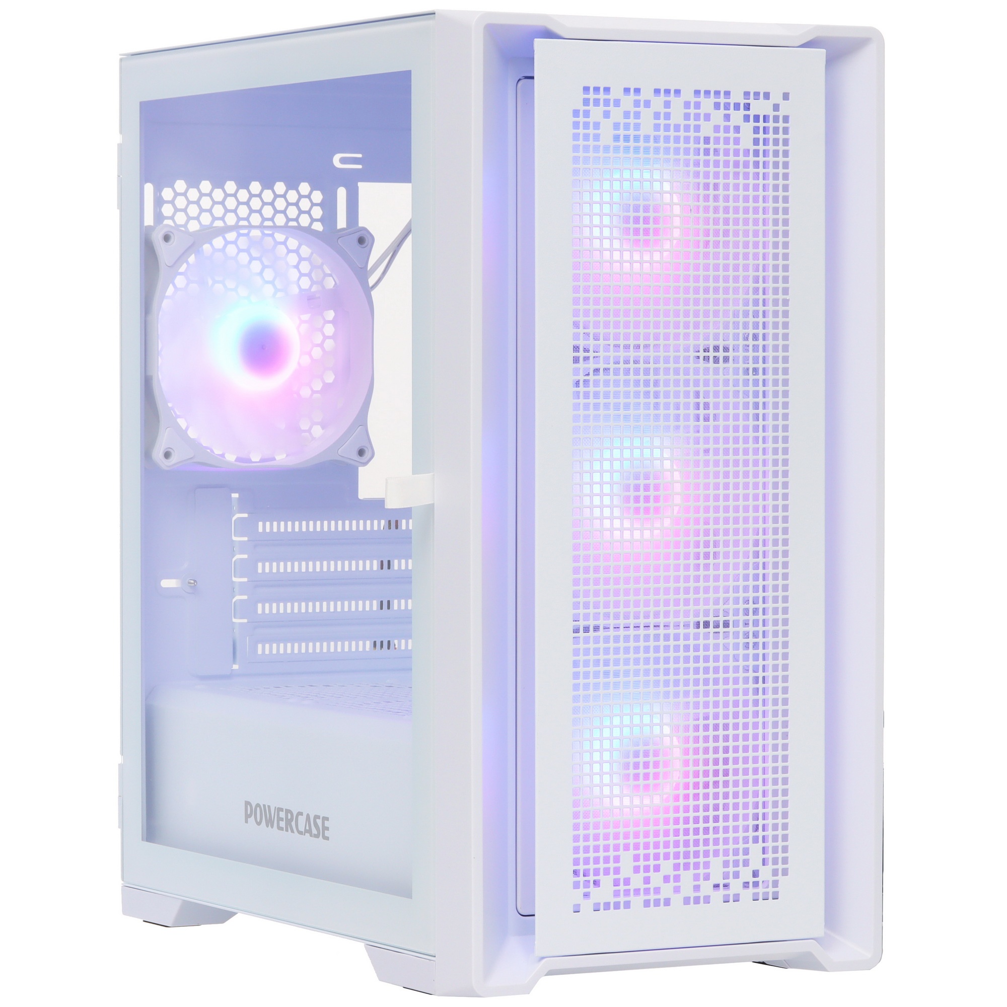 Компьютерный корпус Powercase ByteFlow Micro White, Tempered Glass, 4х 120mm ARGB fans, ARGB HUB, бе