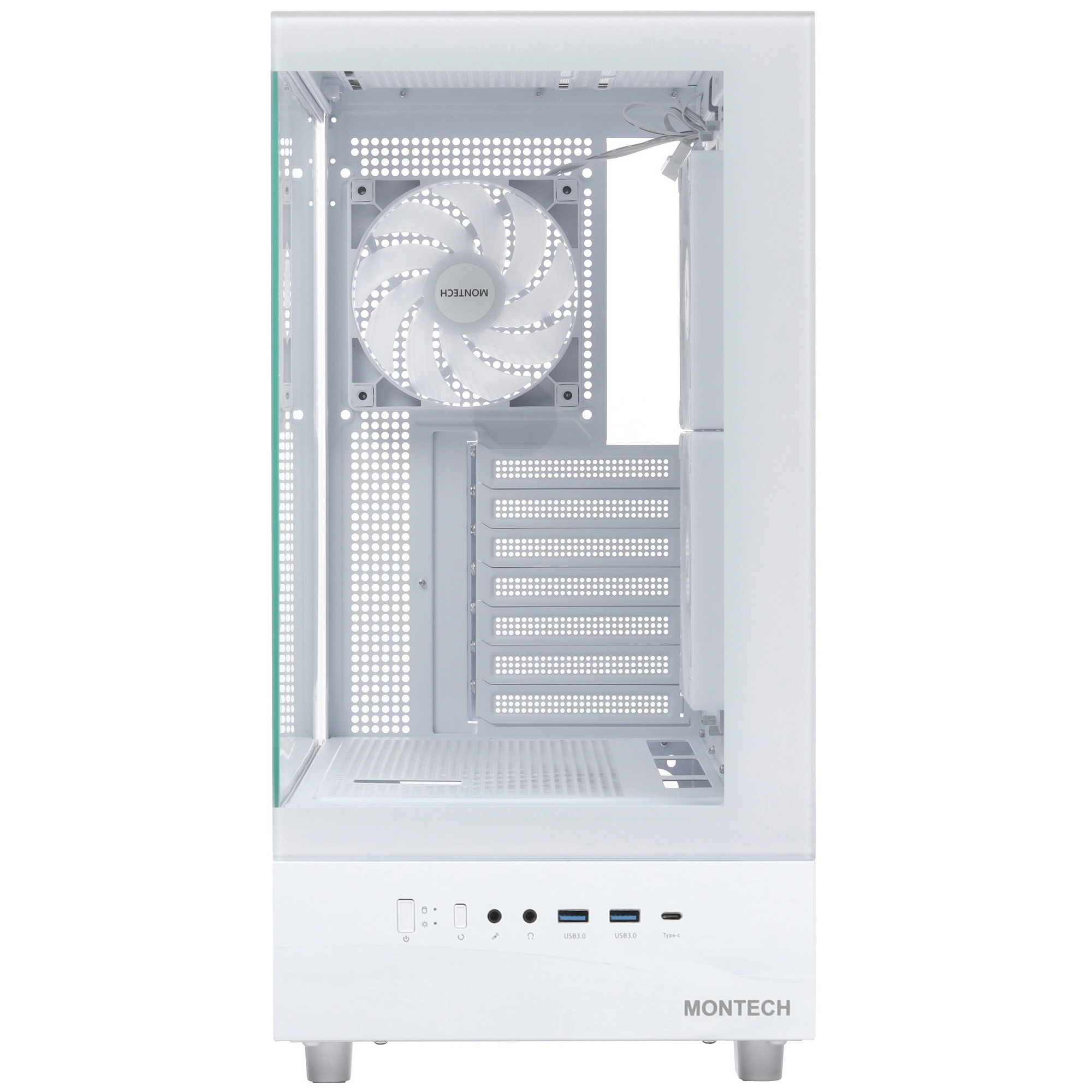 Корпус Montech XR Wood белый без БП ATX 3x120mm 2xUSB3.0 audio bott PSU