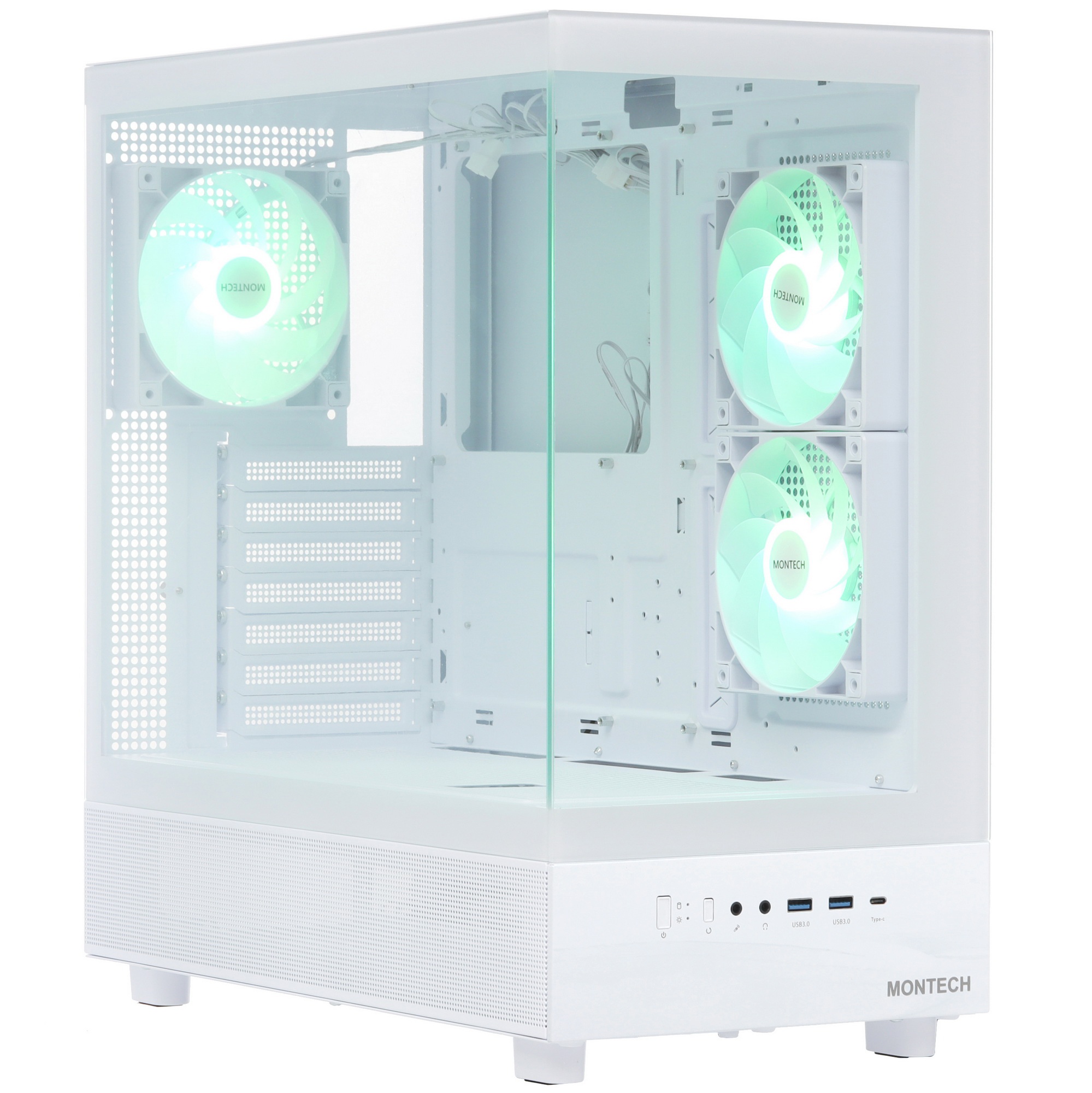Корпус Montech XR Wood белый без БП ATX 3x120mm 2xUSB3.0 audio bott PSU