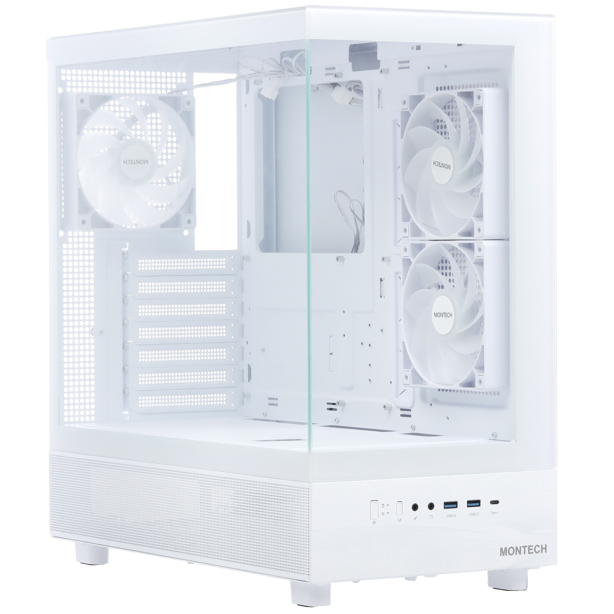 Корпус Montech XR Wood белый без БП ATX 3x120mm 2xUSB3.0 audio bott PSU