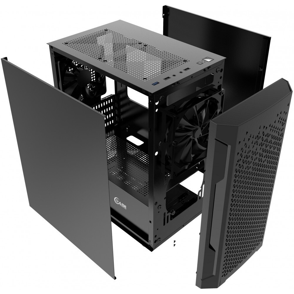 Компьютерный корпус Powercase Mistral Micro Z2B SI, Non Window, Mesh, 2x 120mm fan, чёрный, mATX  (C