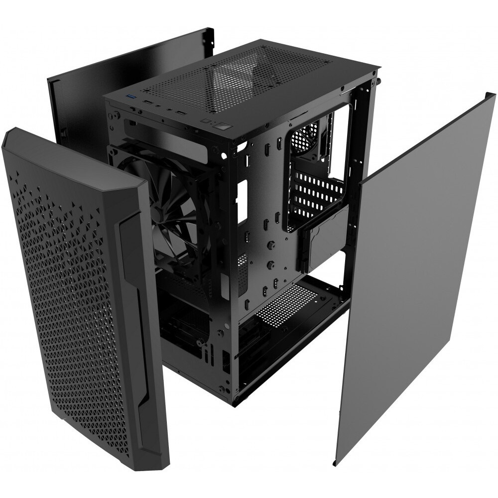Компьютерный корпус Powercase Mistral Micro Z2B SI, Non Window, Mesh, 2x 120mm fan, чёрный, mATX  (C
