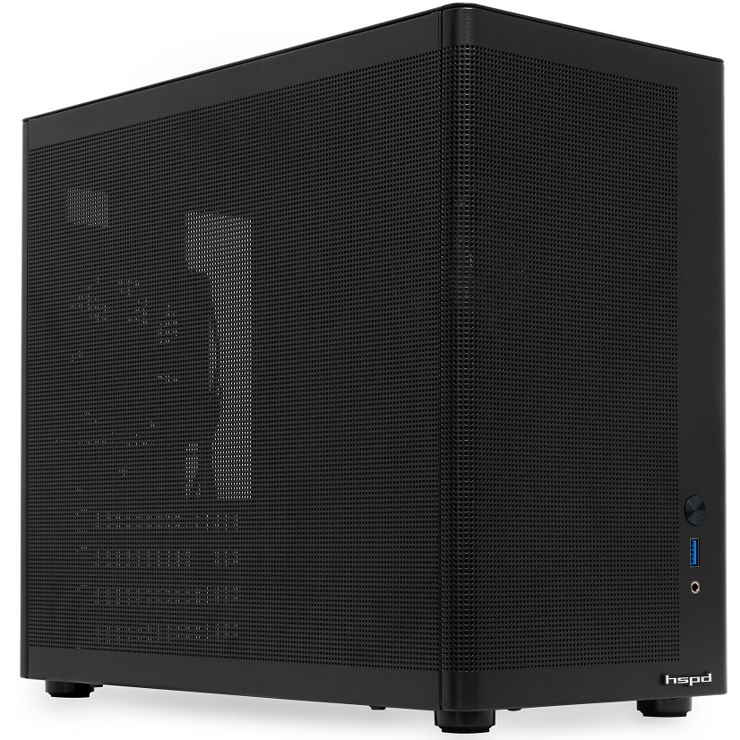 Корпус без блока питания HSPD M210, Mesh Mid Tower, Black, 0.7 SPCC, 1x90mm mATX, mITX 140/280/150mm