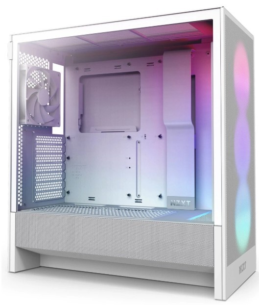 Корпус ПК без блока питания NZXT H5 Flow RGB, Midi-Tower, TG, 4x120mm RGB, 1xUSB-A 3.2 + 1xUSB-C 3.2