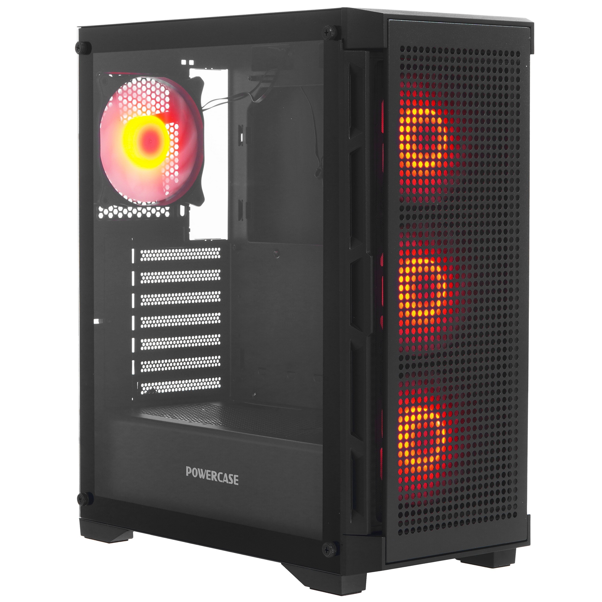 Компьютерный корпус Powercase Ultimate Black, Tempered Glass, 4x 120mm ARGB fans, ARGB HUB, чёрный,
