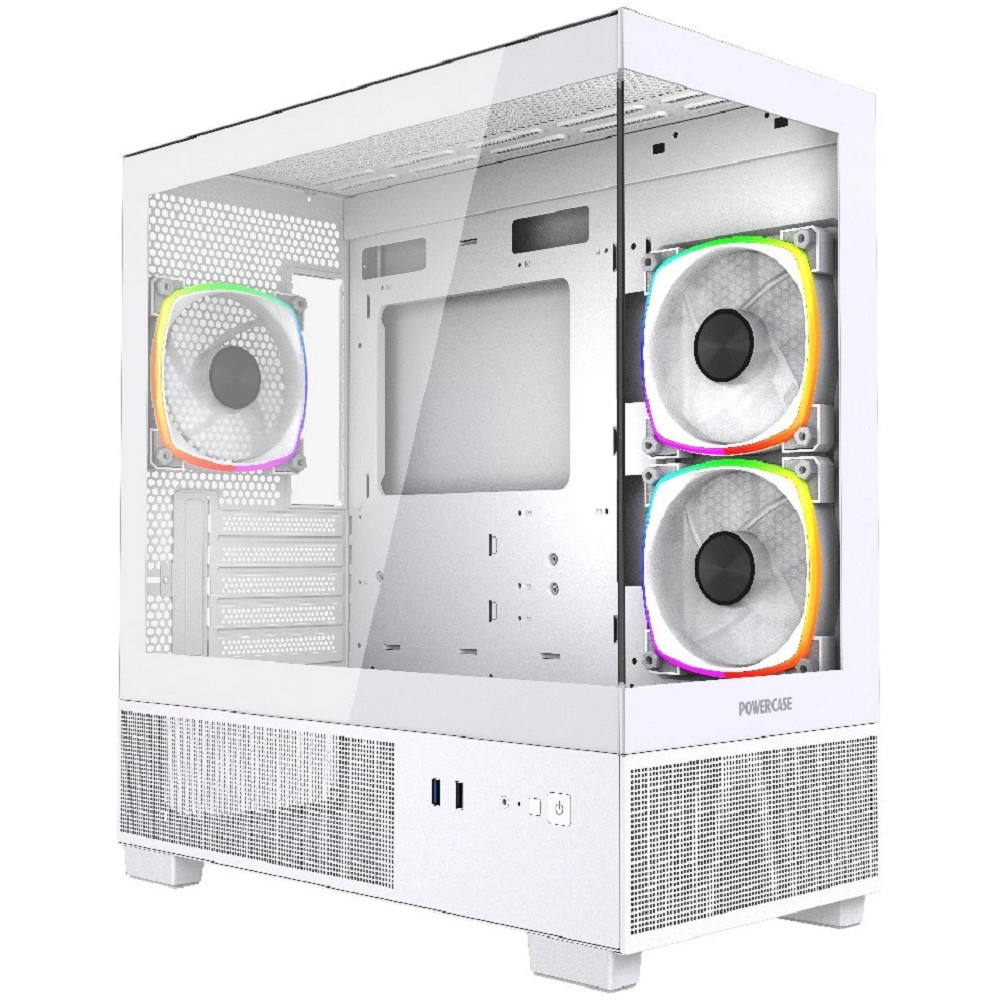 Корпус Powercase Vision Micro M3W, Tempered Glass, 3x 120mm ARGB PWM Fan, белый, mATX (CVMMW-A3)