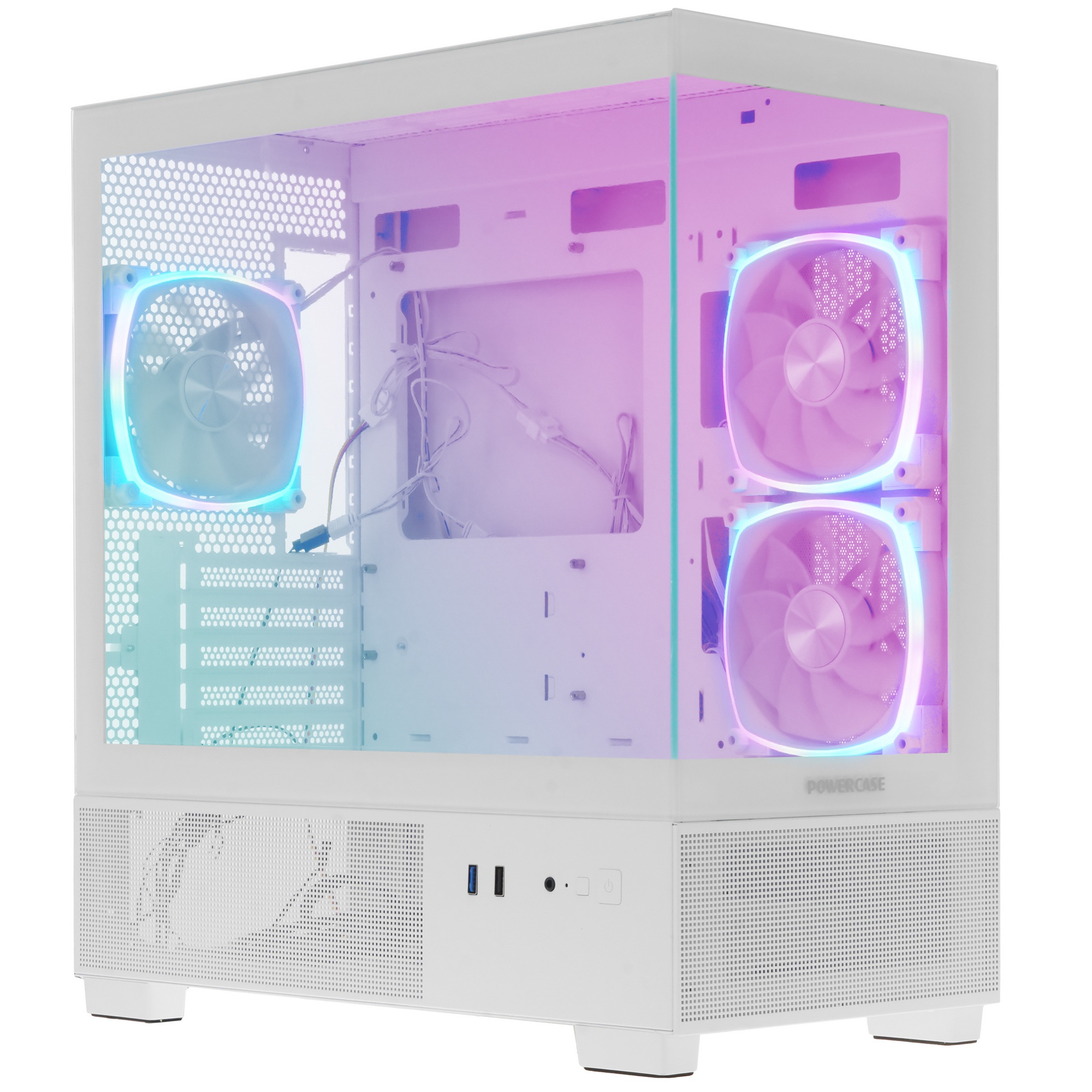 Корпус Powercase Vision Micro M3W, Tempered Glass, 3x 120mm ARGB PWM Fan, белый, mATX (CVMMW-A3)