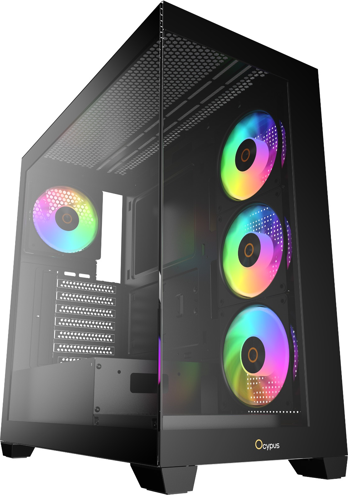 Компьютерный корпус Ocypus Gamma C72 BK ARGB  ATX / win / black / 4 ARGB fans / no PSU / Tempered Gl