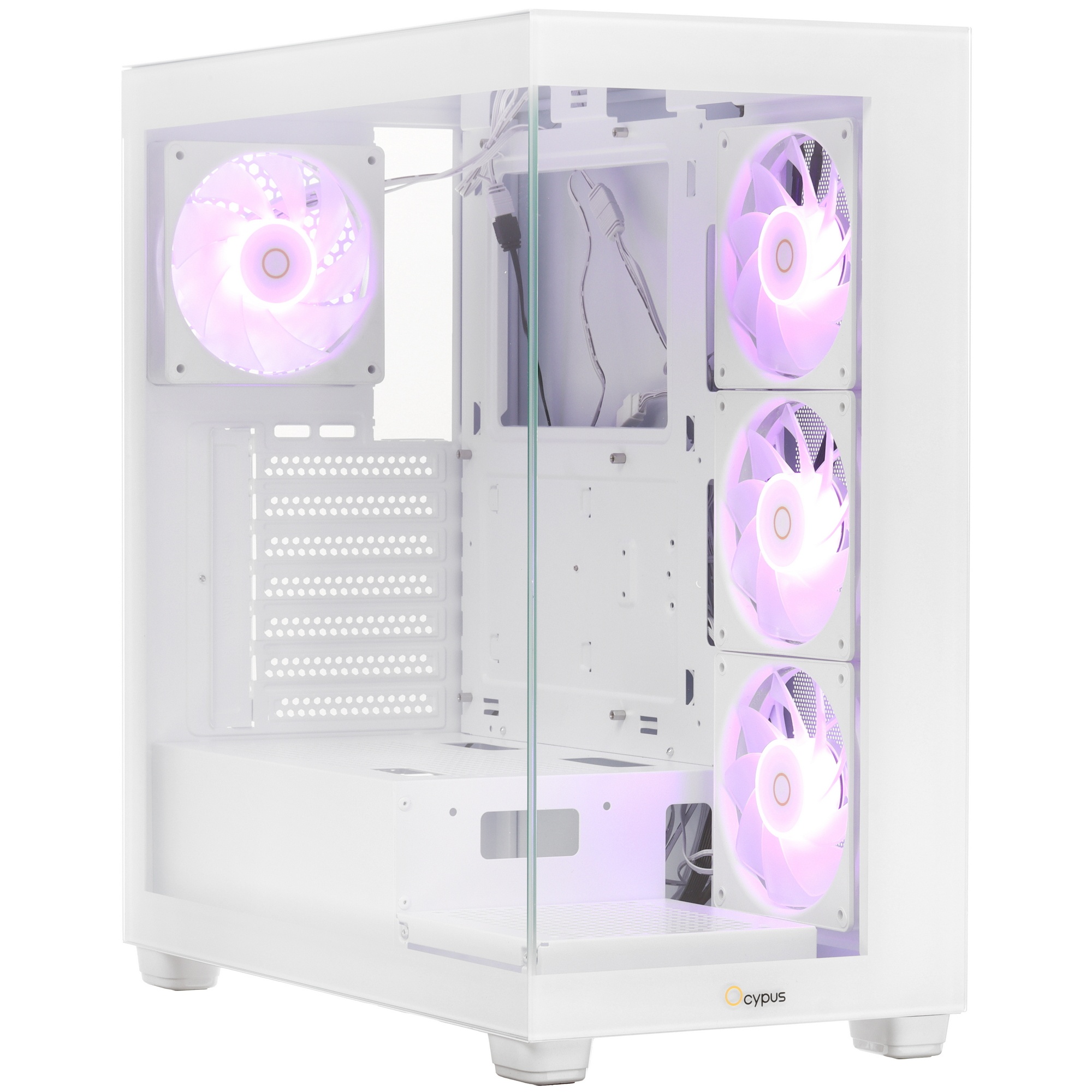 Компьютерный корпус Ocypus Gamma C72 WH ARGB  ATX / win / white / 4 ARGB fans / no PSU / Tempered Gl