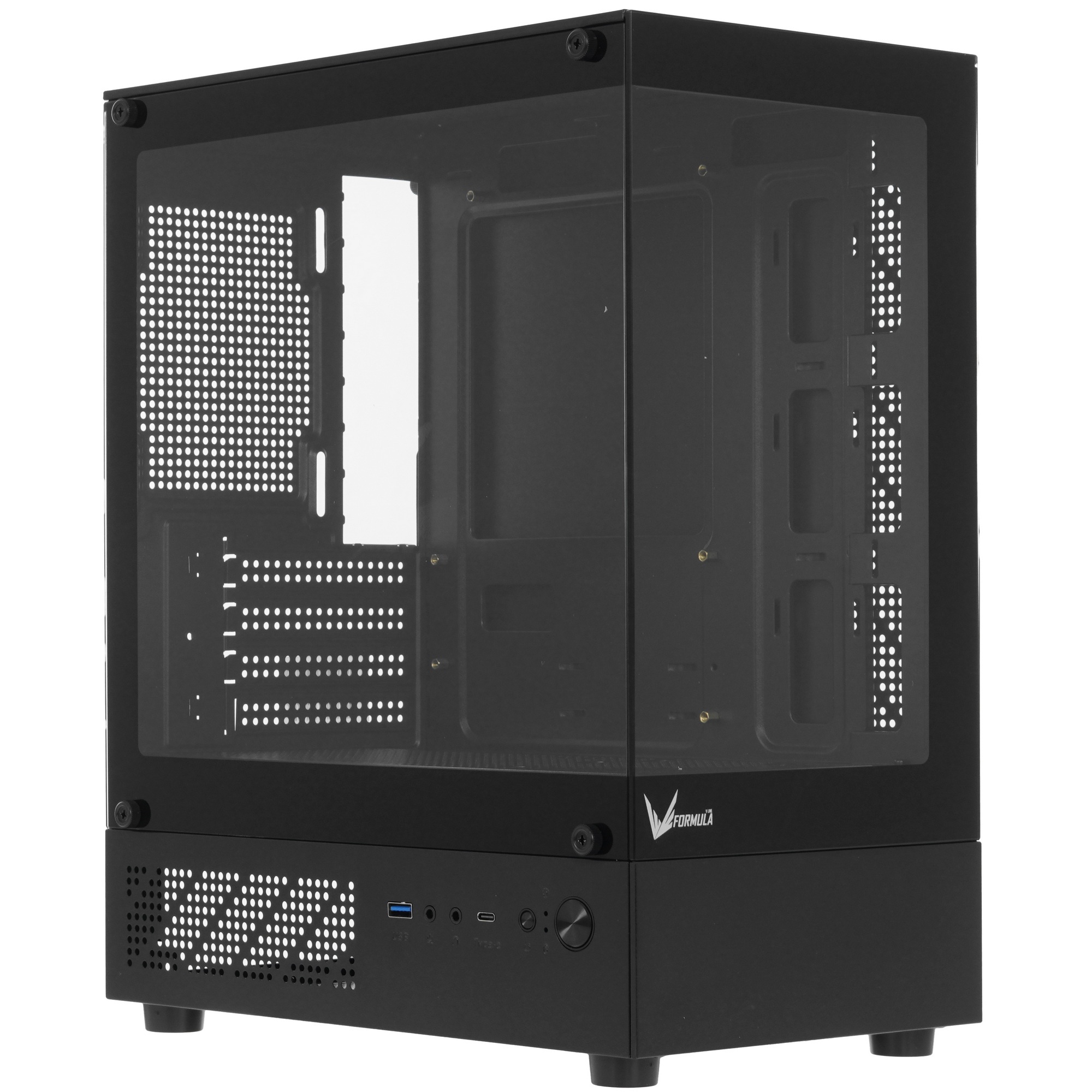 Компьютерный корпус Formula Crystal Z1CM черный без БП mATX 5x120mm 1xUSB3.0 audio bott PSU