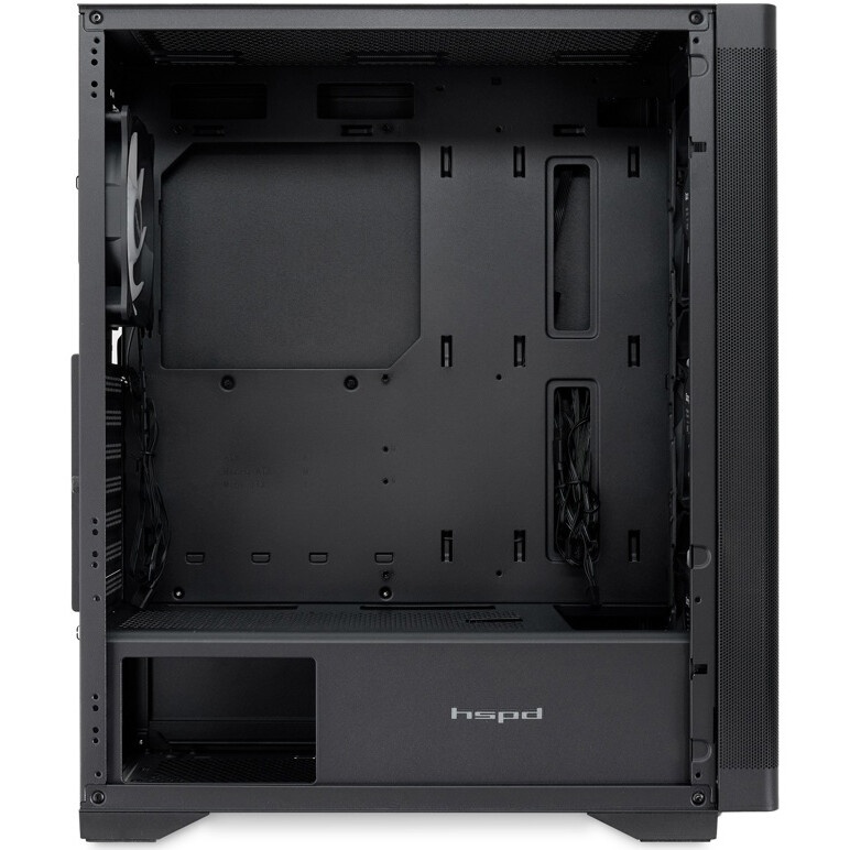 Корпус без блока питания/ Case HSPD M730, Mesh Mid Tower, Black, TG, 0.4 SPCC, no fans, E-ATX, ATX,