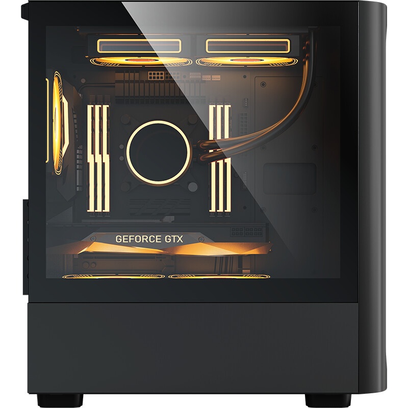 Корпус без блока питания/ Case HSPD M730, Mesh Mid Tower, Black, TG, 0.4 SPCC, no fans, E-ATX, ATX,