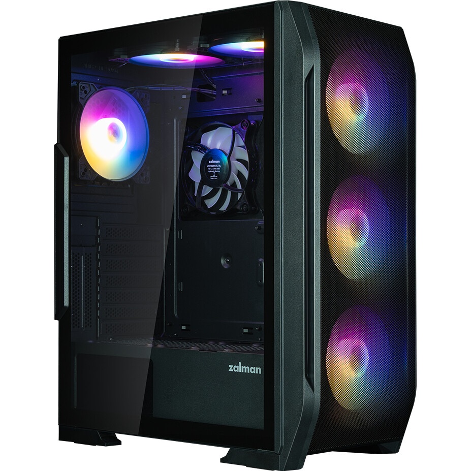 Корпус без блока питания/ Case HSPD M730, Mesh Mid Tower, Black, TG, 0.4 SPCC, no fans, E-ATX, ATX,