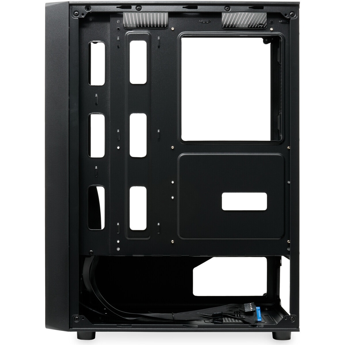 Корпус без блока питания/ Case HSPD M730, Mesh Mid Tower, Black, TG, 0.4 SPCC, no fans, E-ATX, ATX,