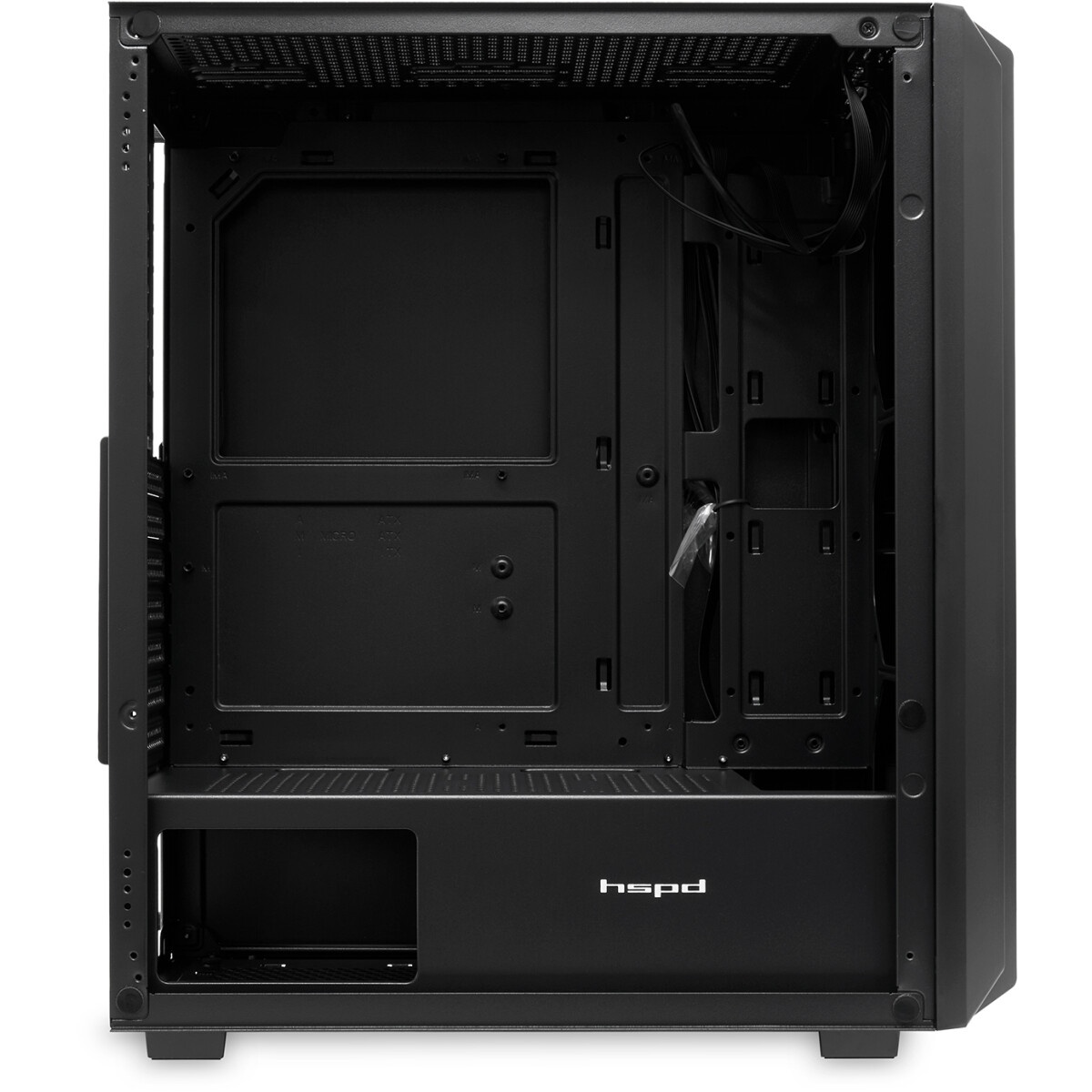 Корпус без блока питания/ Case HSPD M730, Mesh Mid Tower, Black, TG, 0.4 SPCC, no fans, E-ATX, ATX,