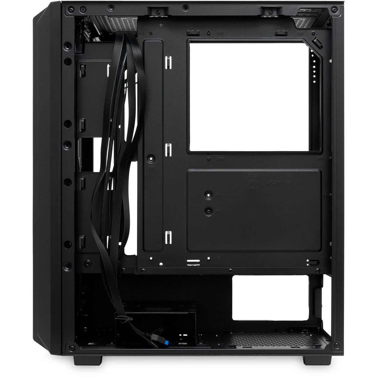 Корпус без блока питания/ Case HSPD M730, Mesh Mid Tower, Black, TG, 0.4 SPCC, no fans, E-ATX, ATX,
