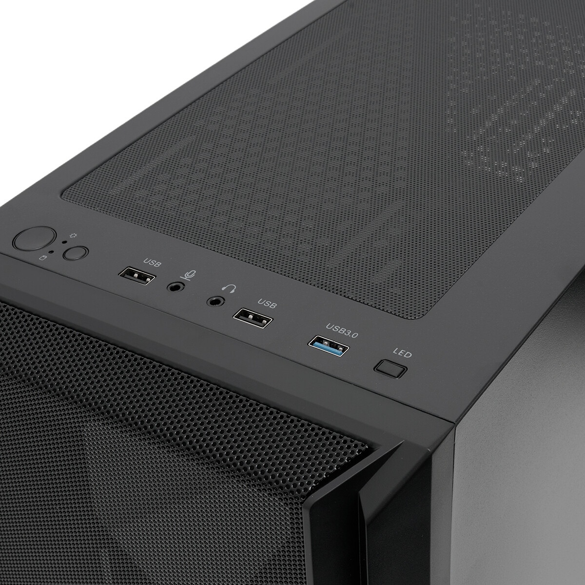 Корпус без блока питания/ Case HSPD M730, Mesh Mid Tower, Black, TG, 0.4 SPCC, no fans, E-ATX, ATX,
